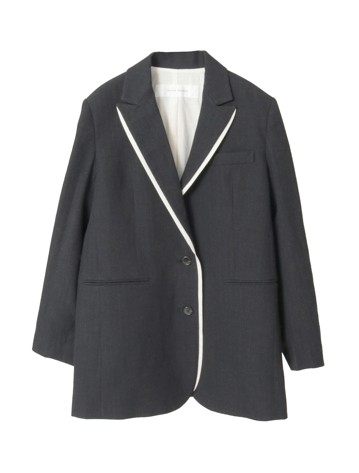 ウールリネンヘリンボンテーラードジャケット 詳細画像 チャコールグレー 1