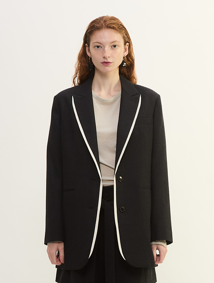 ウールリネンヘリンボンテーラードジャケット 詳細画像 チャコールグレー 2