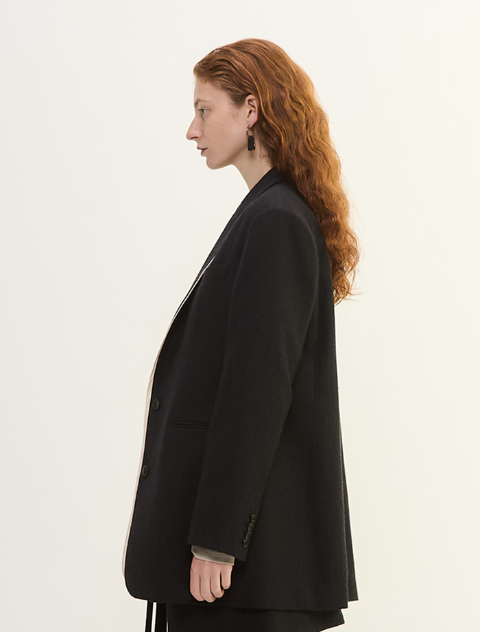 ウールリネンヘリンボンテーラードジャケット 詳細画像 チャコールグレー 3