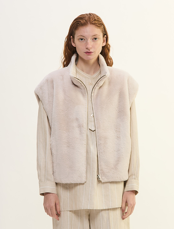 リバーシブルファーベスト 詳細画像 ライトグレー 2