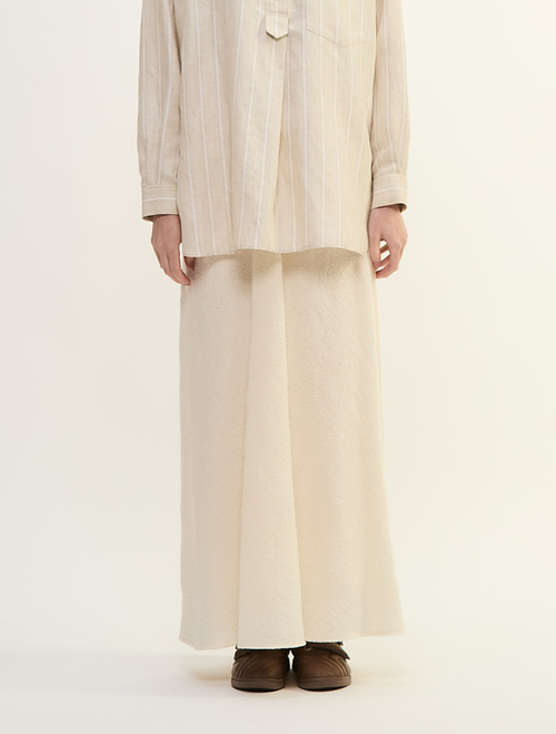 ウールリネンコットンワッシャーバイヤスストレートスカート