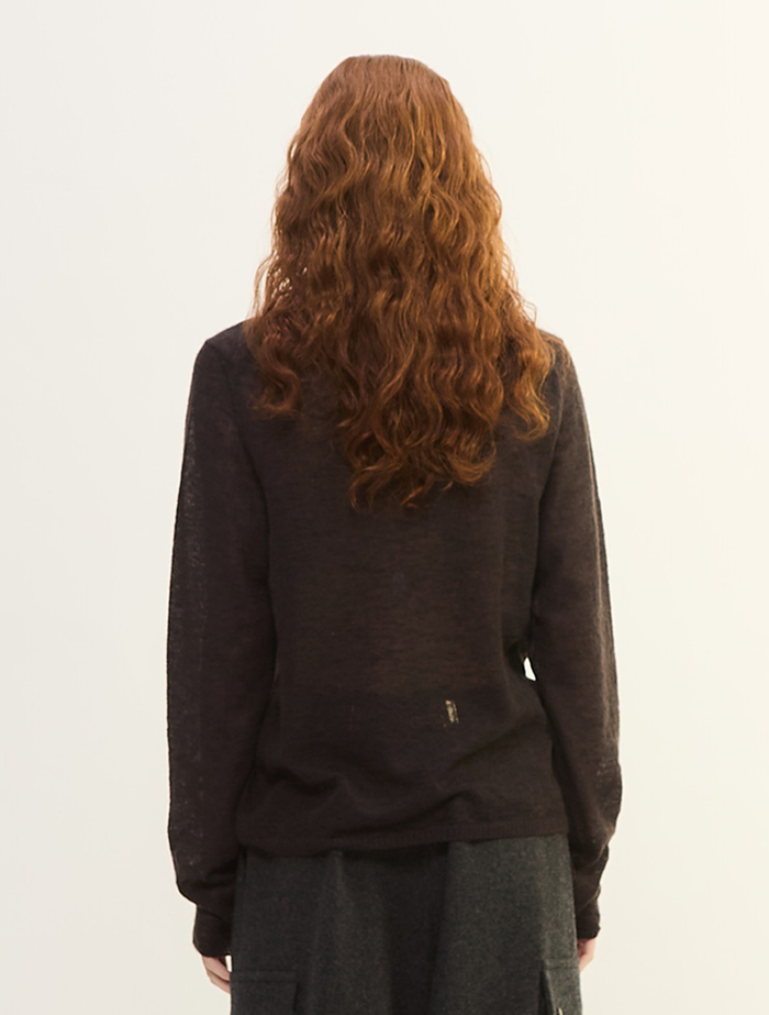 シア―モヘアロングスリーブニット 詳細画像 チャコールグレー 4