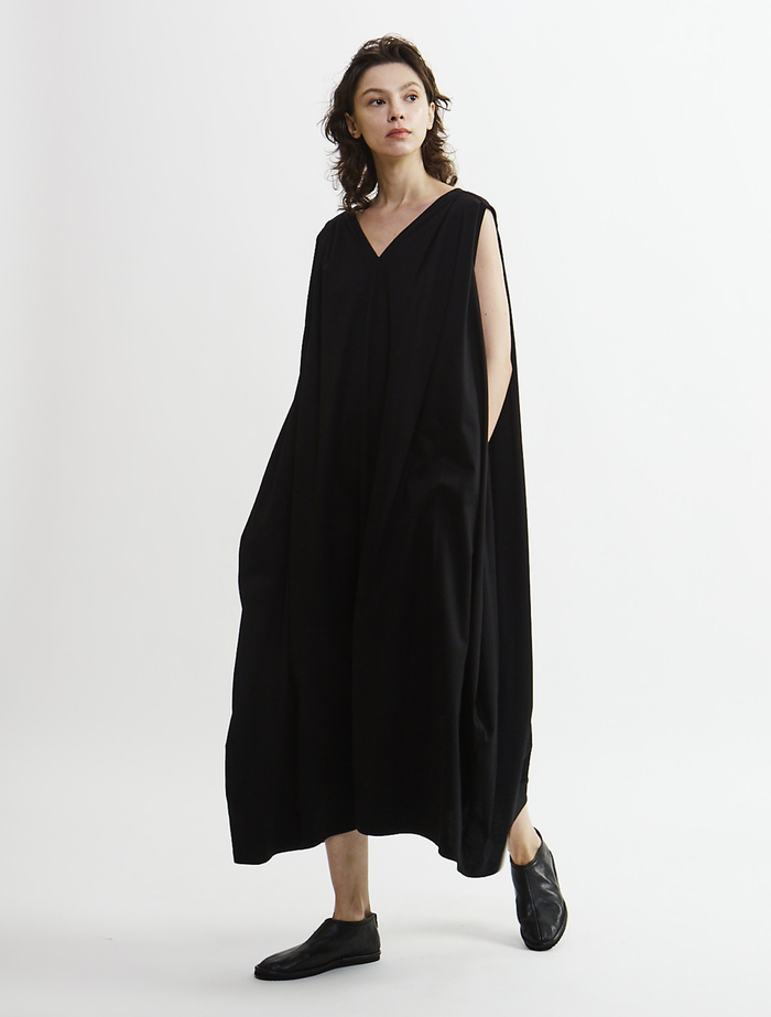 【Archive Dress Collection】アルビニオーガニックスムースドレープデザインワンピース 詳細画像 ブラック 1