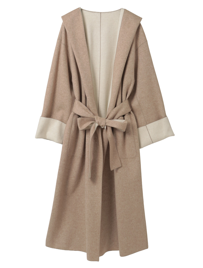 ウールカシミヤダブルクロスジャージインコードロックロングコート 詳細画像 ベージュ 13