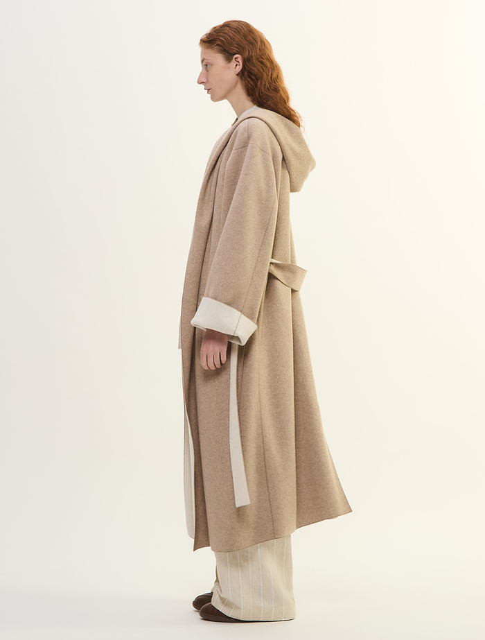 ウールカシミヤダブルクロスジャージインコードロックロングコート 詳細画像 ベージュ 3