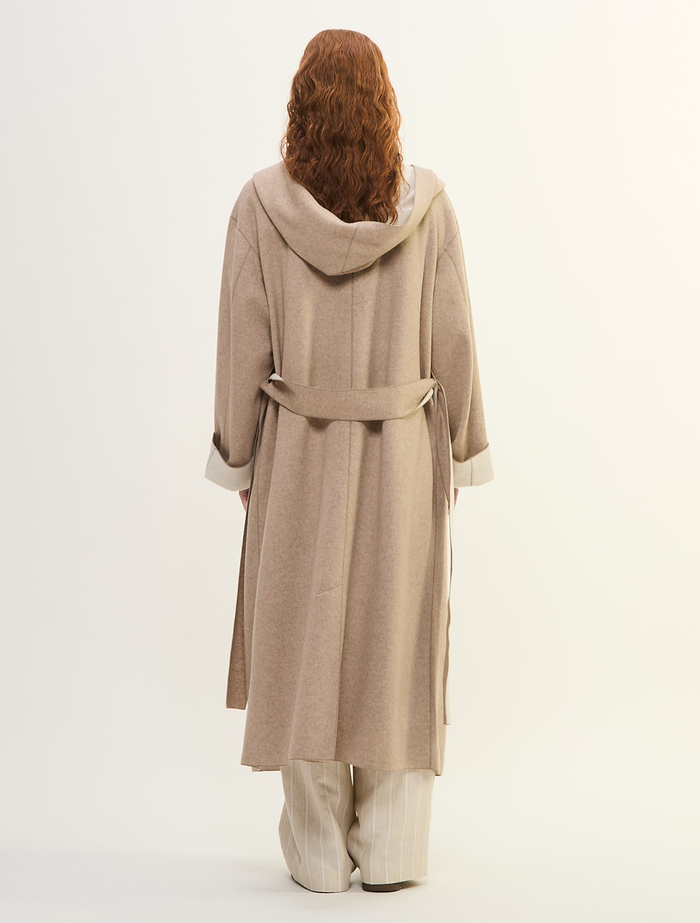 ウールカシミヤダブルクロスジャージインコードロックロングコート 詳細画像 ベージュ 4