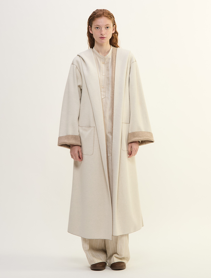 ウールカシミヤダブルクロスジャージインコードロックロングコート 詳細画像 ベージュ 5