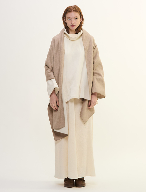 ウールカシミヤダブルクロスジャージ片袖ストール