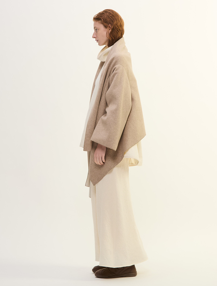 ウールカシミヤダブルクロスジャージ片袖ストール 詳細画像 ベージュ 3