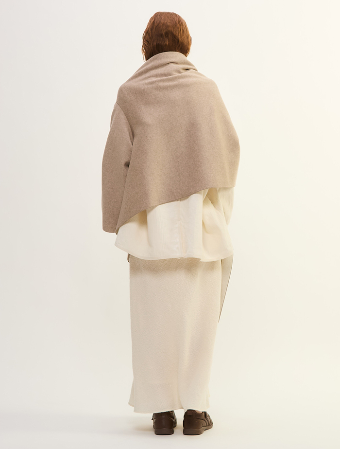 ウールカシミヤダブルクロスジャージ片袖ストール 詳細画像 ベージュ 4