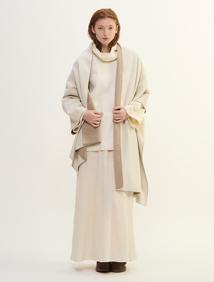 ウールカシミヤダブルクロスジャージ片袖ストール 詳細画像 ベージュ 5