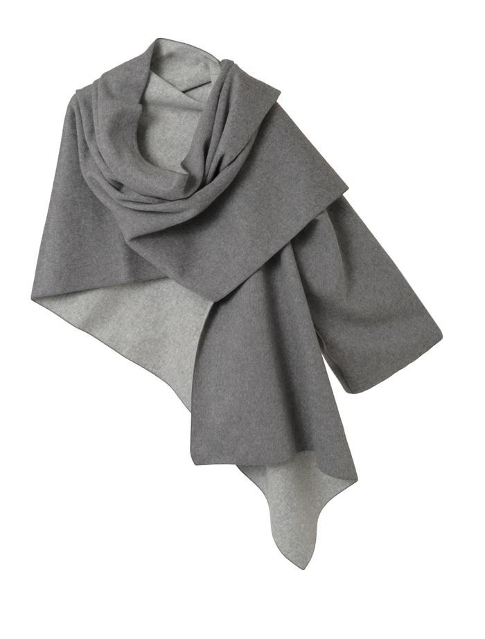 ウールカシミヤダブルクロスジャージ片袖ストール 詳細画像 グレー 1