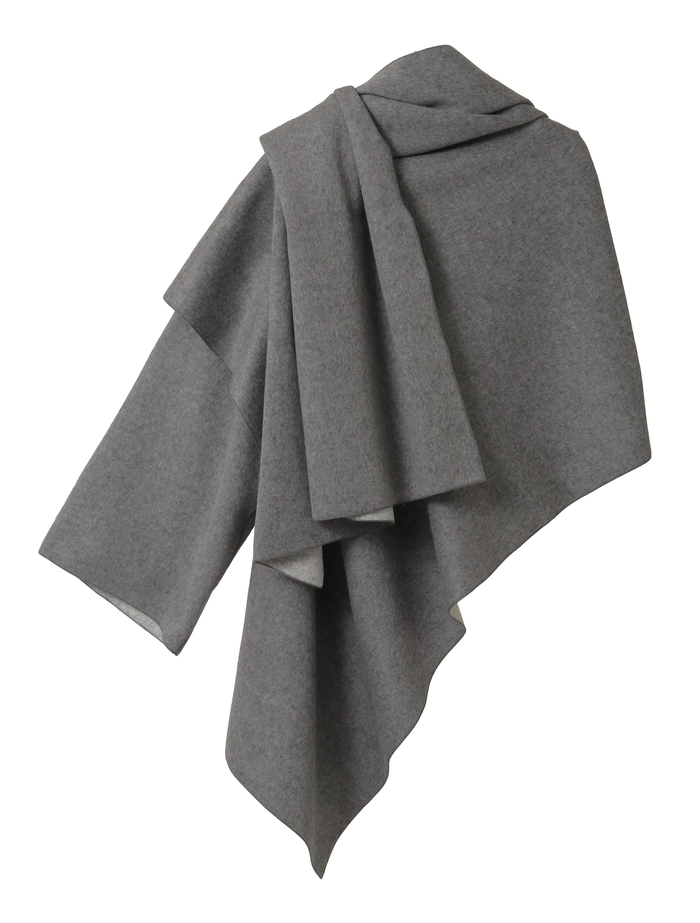 ウールカシミヤダブルクロスジャージ片袖ストール 詳細画像 グレー 2