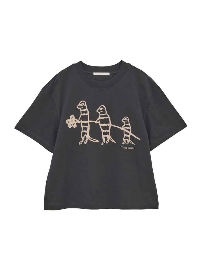 ミーアキャットプリントTシャツ 詳細画像 ブラック 1