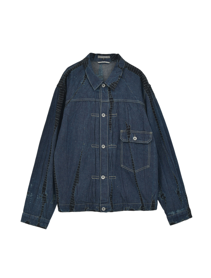 【SUZUSAN/スズサン】ジャケット/Tesuji Shibori Denim Jacket 詳細画像 インディゴブルー 1