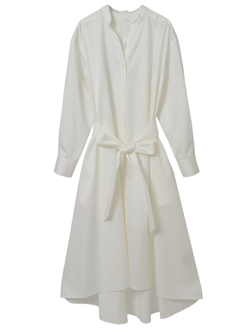 コットンラチネフレアドレープシャツドレス