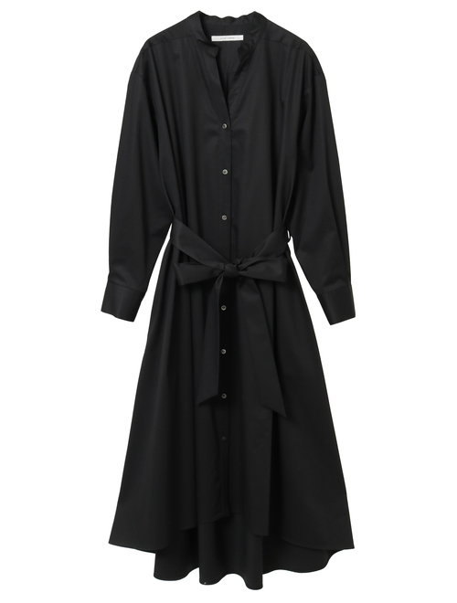 コットンラチネフレアドレープシャツドレス