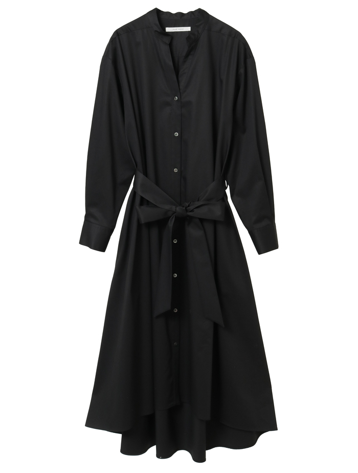 コットンラチネフレアドレープシャツドレス 詳細画像 ブラック 1