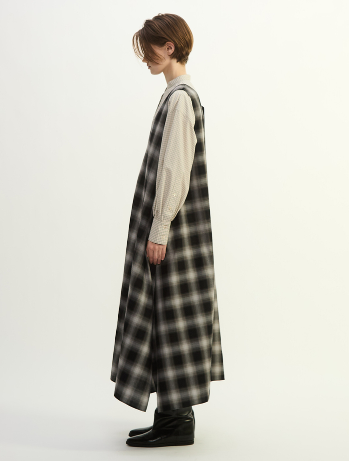 オンブレチェックノースリーブワンピース 詳細画像 ブラック×ライトグレー 2