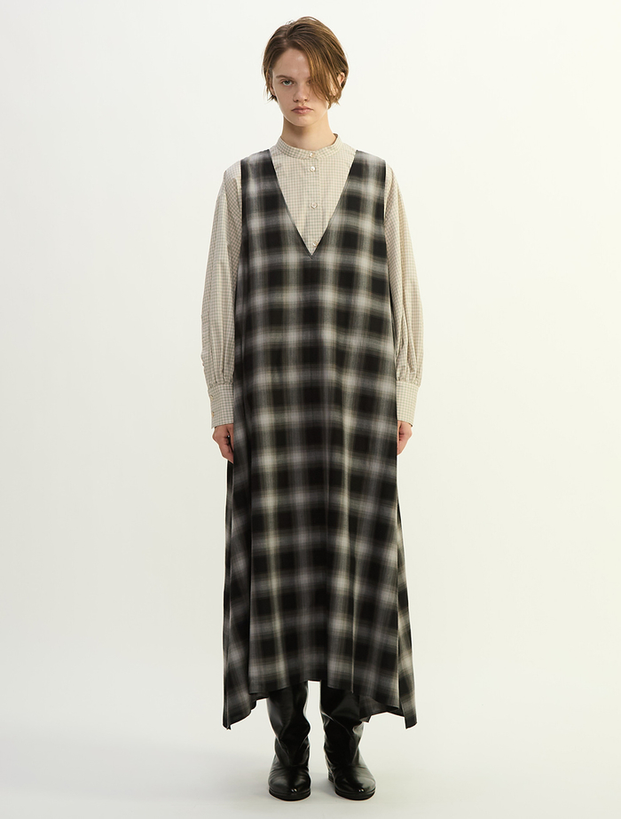 オンブレチェックノースリーブワンピース 詳細画像 ブラック×ライトグレー 4