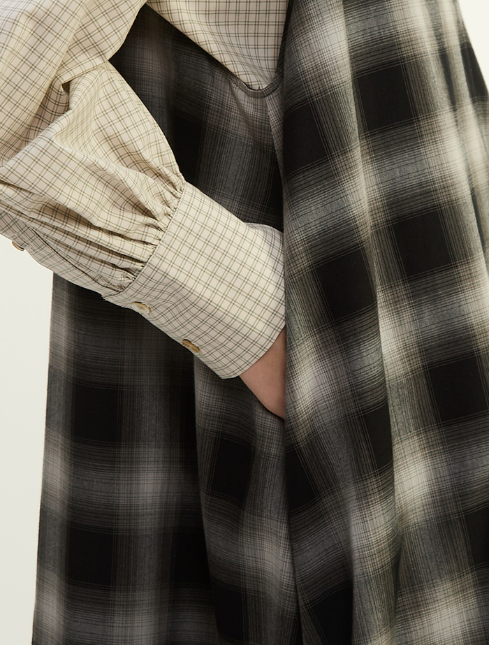 オンブレチェックノースリーブワンピース 詳細画像 ブラック×ライトグレー 5