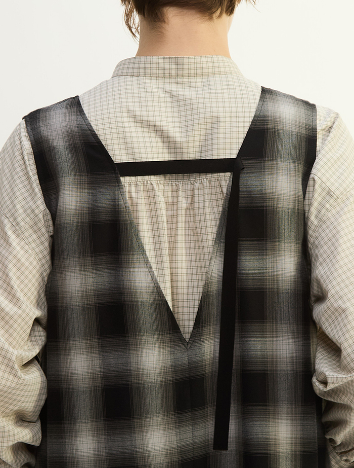 オンブレチェックノースリーブワンピース 詳細画像 ブラック×ライトグレー 6
