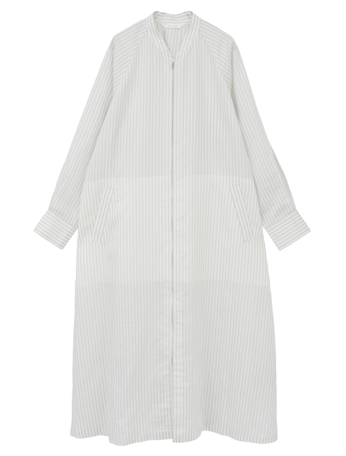 タイプライター/リヨセルストライプフロントZIPワンピース