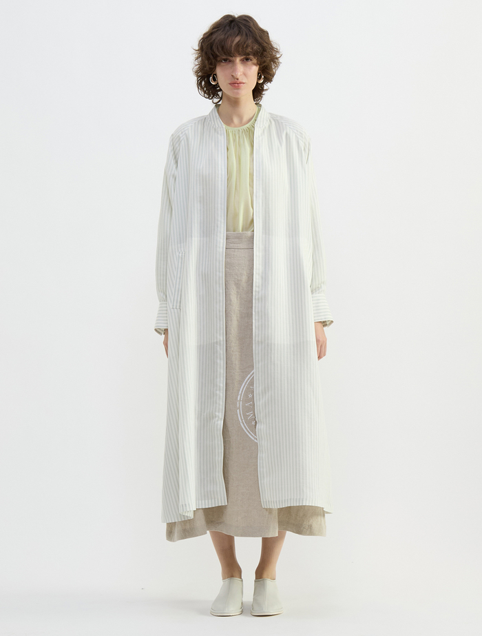 タイプライター/リヨセルストライプフロントZIPワンピース 詳細画像 セージ 2