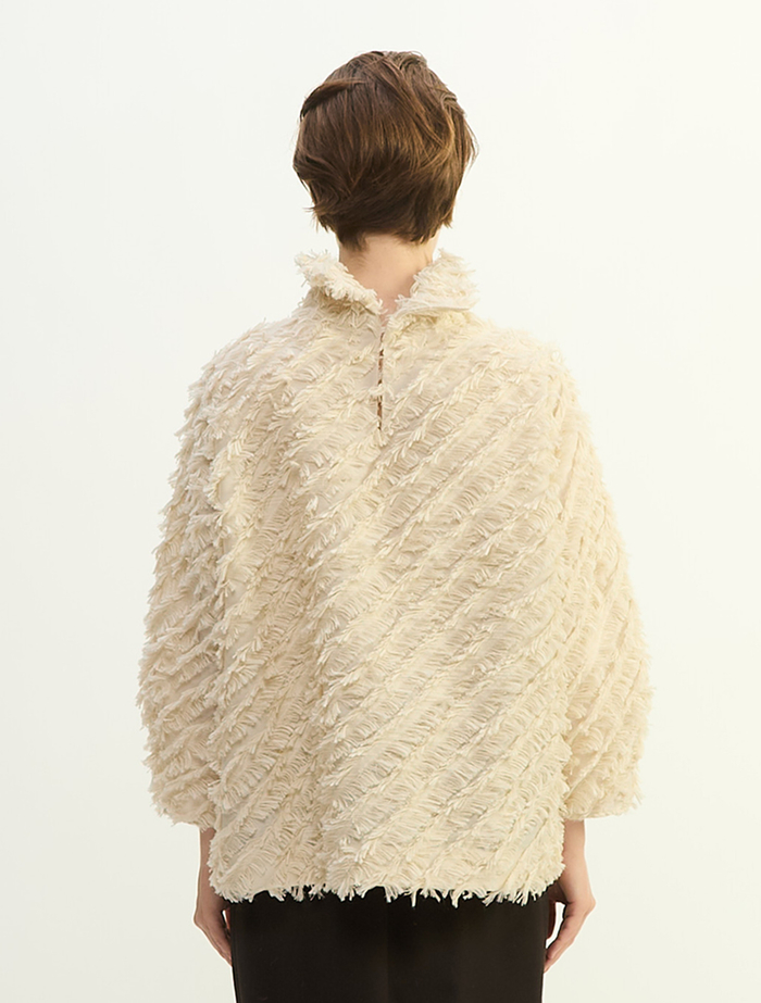 フリンジカットJQスタンドカラーブラウス 詳細画像 アイボリー 4