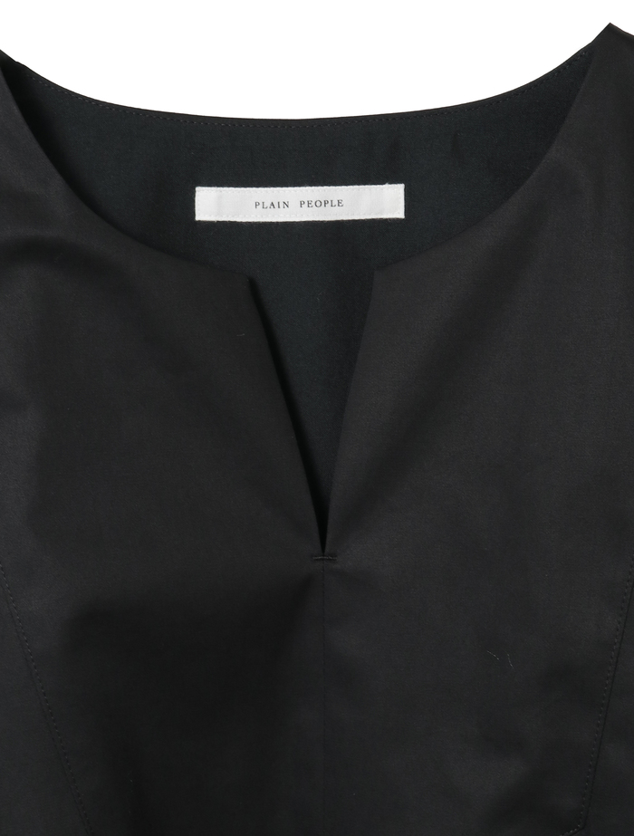 コットンラチネ・タイプライターストライプギャザーブラウス 詳細画像 ブラック 3