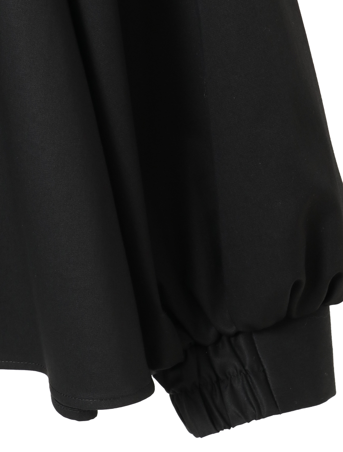 コットンラチネ・タイプライターストライプギャザーブラウス 詳細画像 ブラック 4