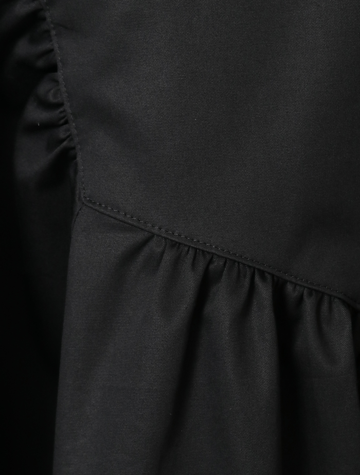 コットンラチネ・タイプライターストライプギャザーブラウス 詳細画像 ブラック 6