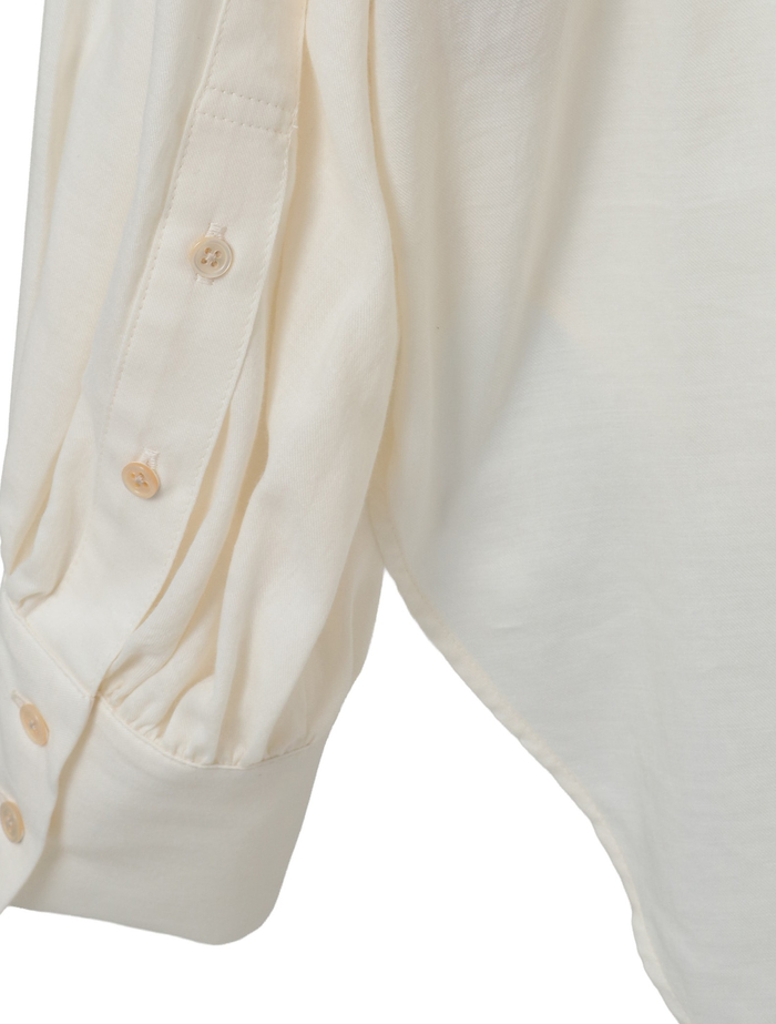 綿シルクビエラ/タイプライターチェックスカーフ付きノーカラーシャツ 詳細画像 キナリ 10