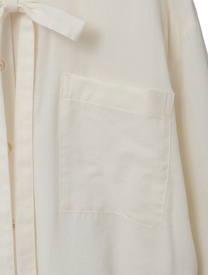 綿シルクビエラ/タイプライターチェックスカーフ付きノーカラーシャツ 詳細画像 キナリ 8