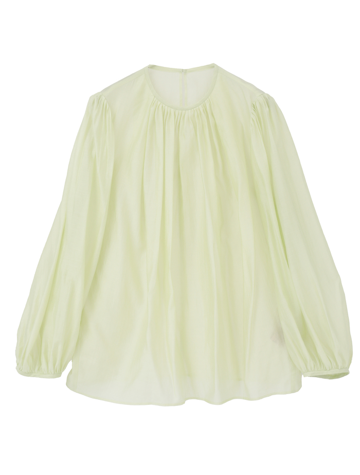 アセテートリヨセルローンシアーギャザーブラウス 詳細画像 イエロー 1