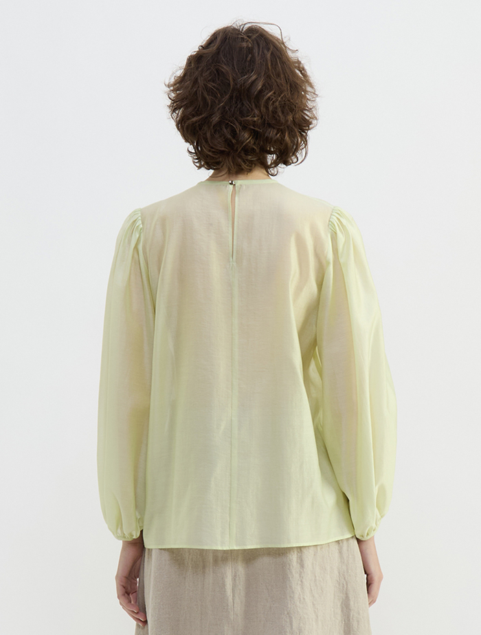 アセテートリヨセルローンシアーギャザーブラウス 詳細画像 イエロー 4
