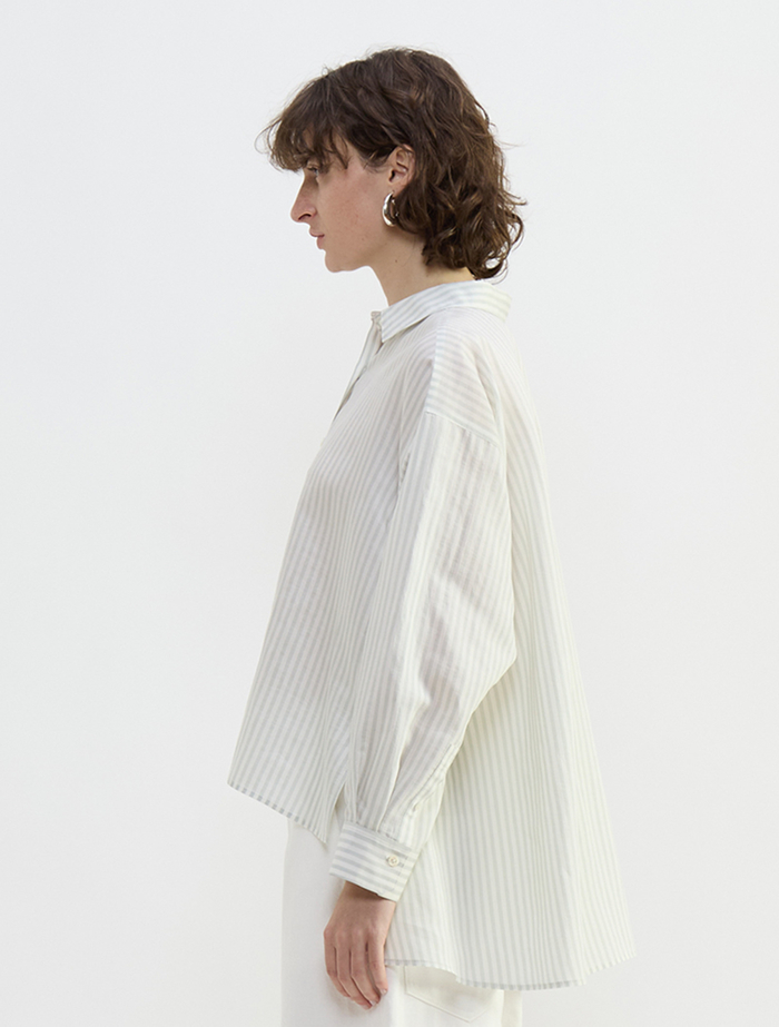 タイプライター/リヨセルストライプレギュラーカラーシャツ 詳細画像 セージ 3