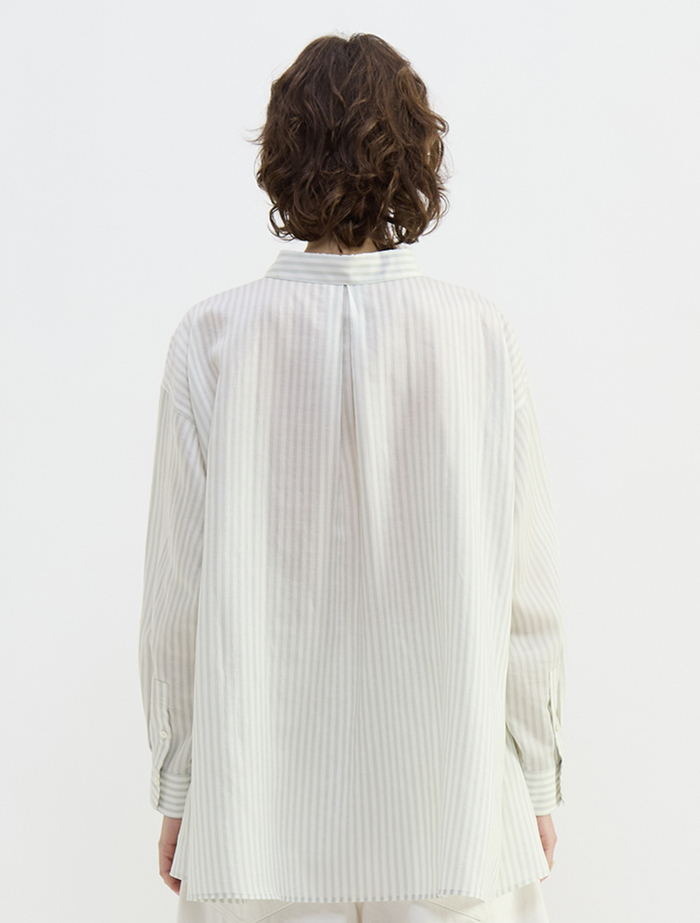 タイプライター/リヨセルストライプレギュラーカラーシャツ 詳細画像 セージ 4