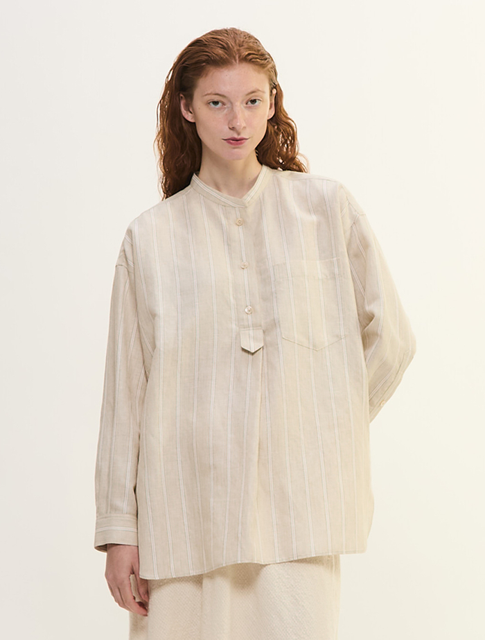 ヘンプコットンストライプシャツ 詳細画像 ベージュ 1