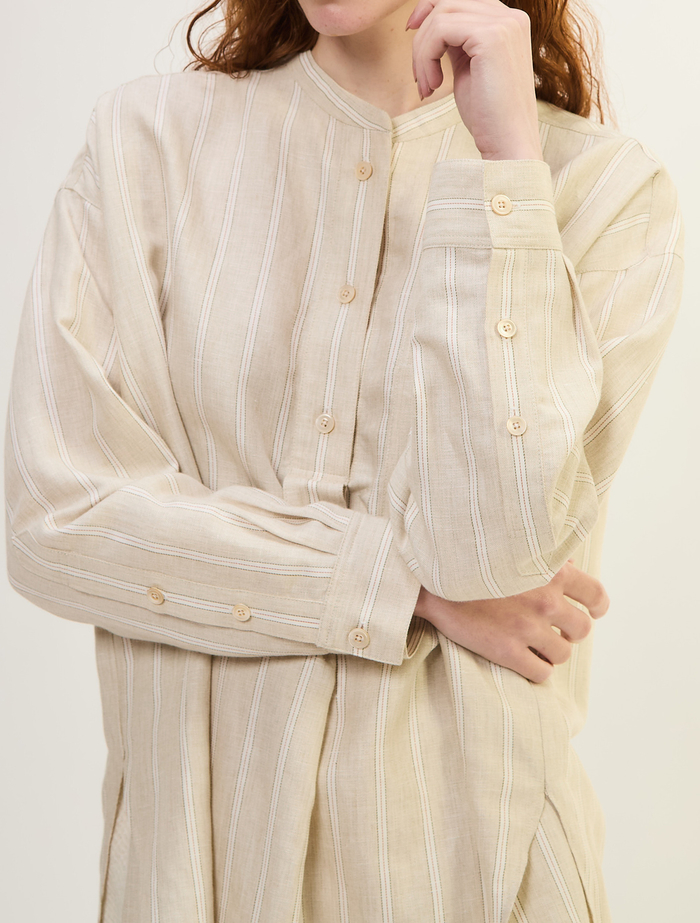 ヘンプコットンストライプシャツ 詳細画像 ベージュ 7