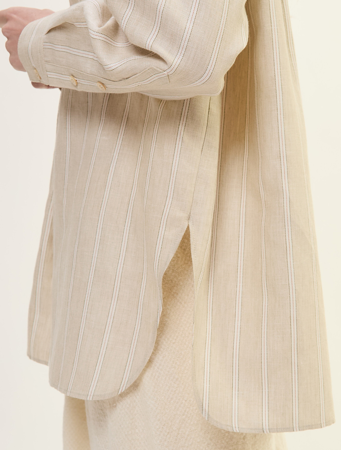 ヘンプコットンストライプシャツ 詳細画像 ベージュ 8