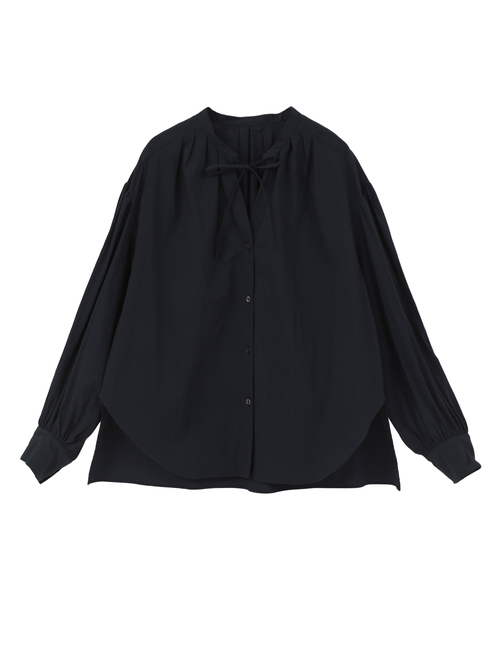 チリメンタイプライタースキッパーギャザーブラウス