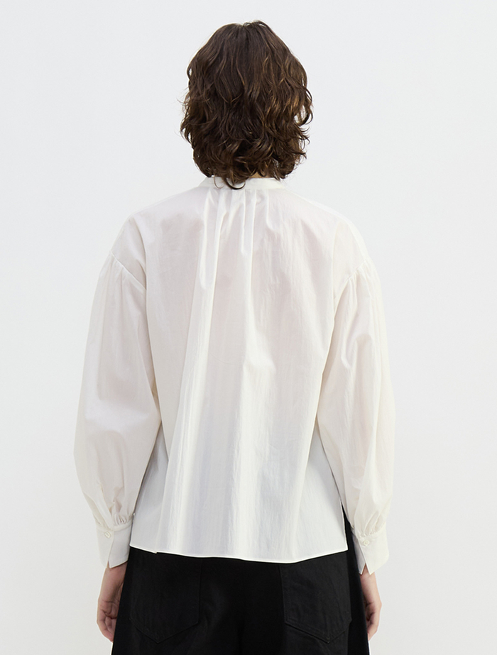 チリメンタイプライタースキッパーギャザーブラウス 詳細画像 ホワイト 3