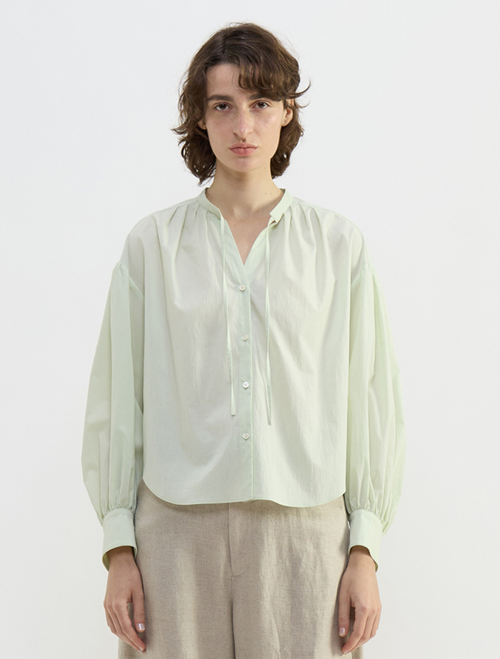 チリメンタイプライタースキッパーギャザーブラウス 詳細画像 ミント 4