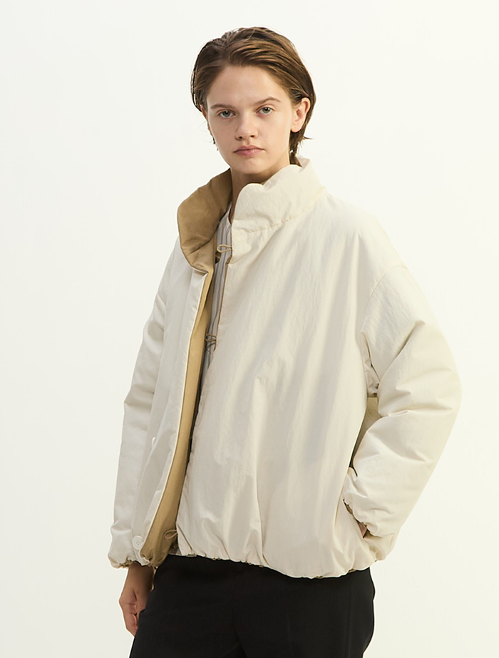 スーピマナイロンタイプライターパディングショートブルゾン 詳細画像 ベージュ 10