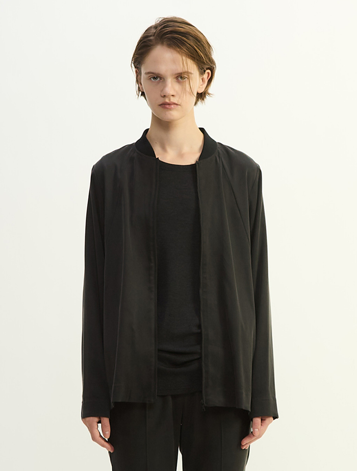 キュプラストレッチストレートブルゾン 詳細画像 ブラック 4