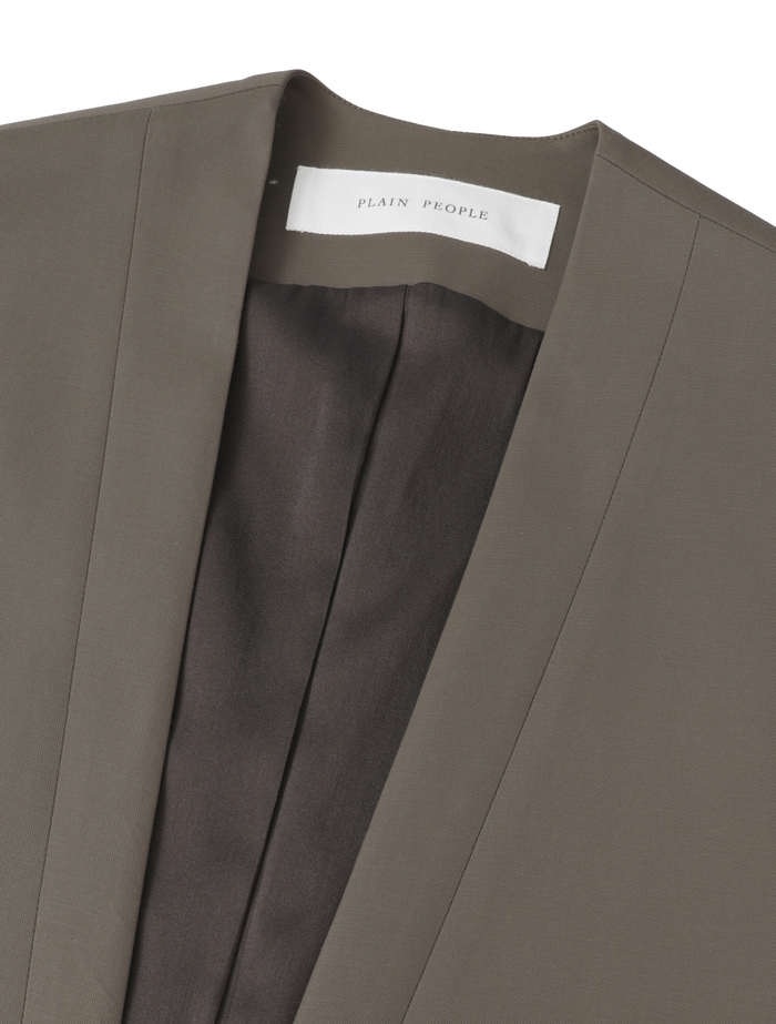 コットンキュプララチネノーカラーベスト 詳細画像 カーキグレー 3