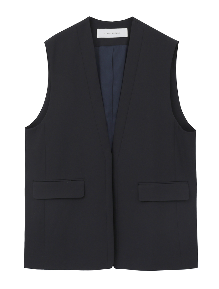 コットンキュプララチネノーカラーベスト 詳細画像 ネイビー 1