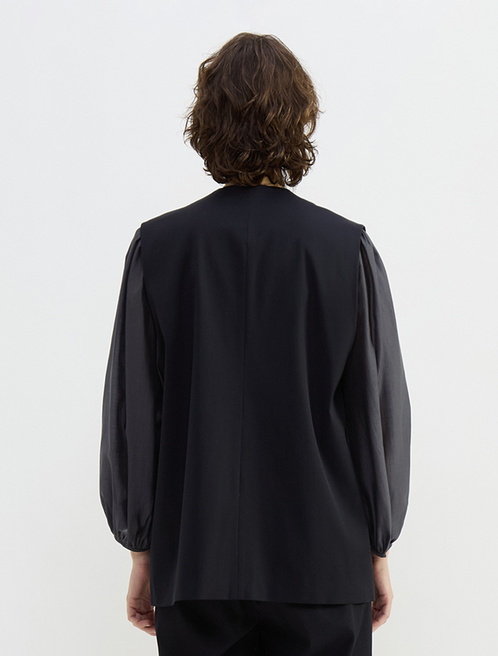 コットンキュプララチネノーカラーベスト 詳細画像 ネイビー 4