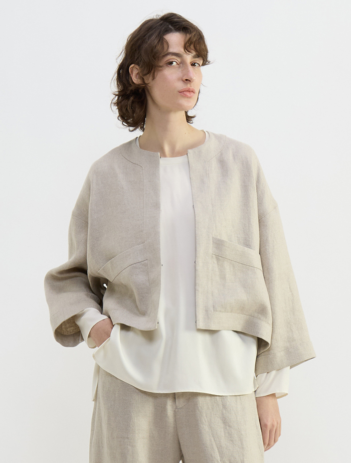 リネンオックスショートジャケット 詳細画像 ベージュ 1